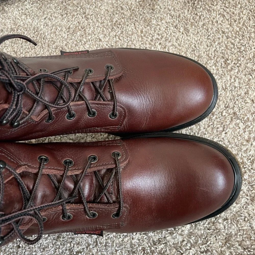 Red wing shoes work boots size 14 narrow brown boots style 696